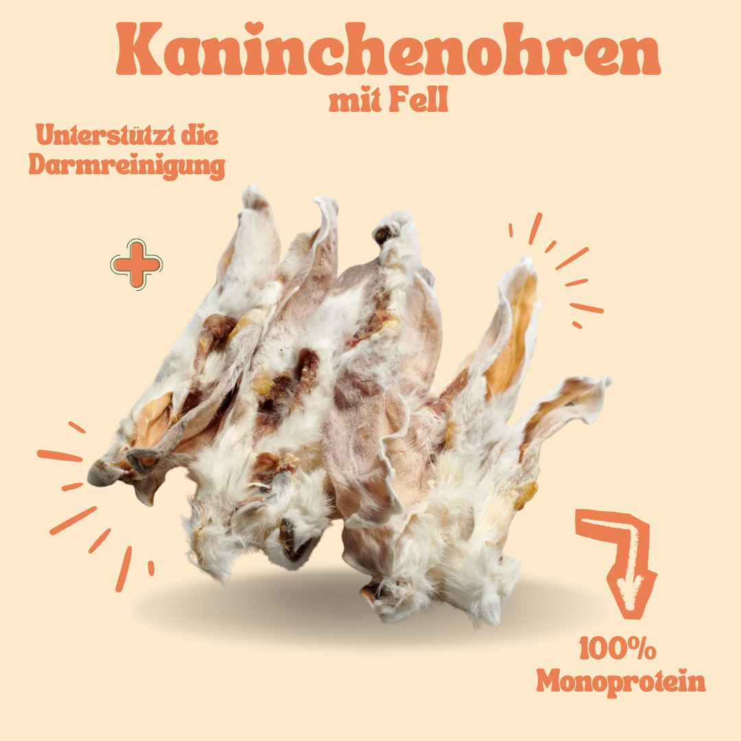Kaninchenohren mit Fell Kauartikel